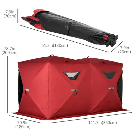 5-8 Person Pop-up Ice Fishing Shelter, Portable Ice Fishing Tent, Red — product image 2