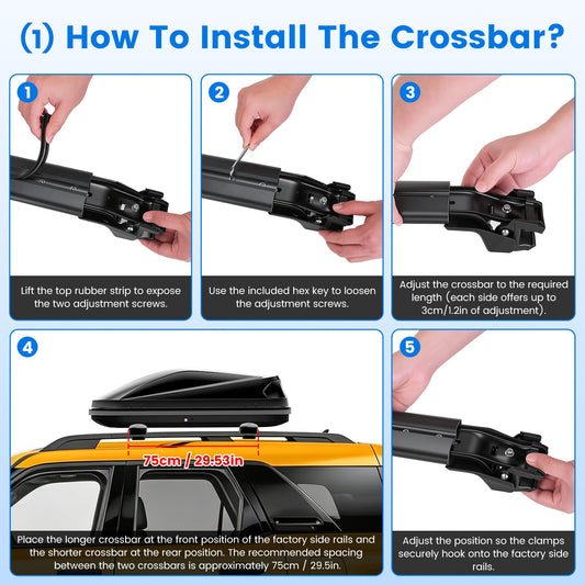 Roof Rack Cross Bars Fit For Ford Bronco Sport 2021-2026 On-Road Off-Road Aluminum Lockable Car Roof Crossbar Set For Factory Raised Side Rails 396LBS Capacity For Luggage Kayak Bike — product image 2