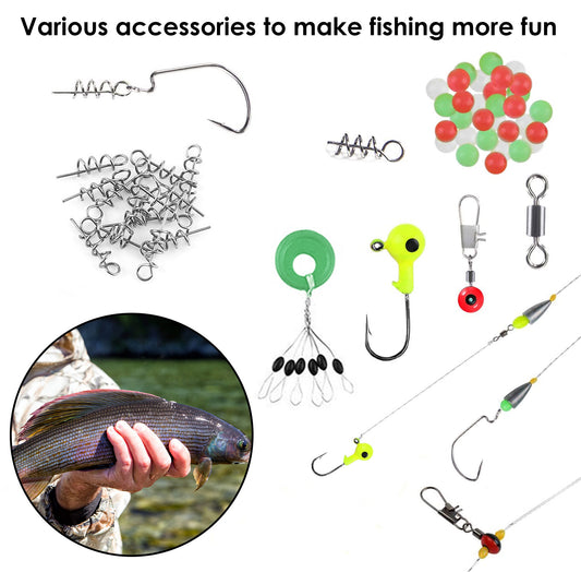188Pcs Fishing Accessory Kit Portable Fishing Set Including Jig Hooks Sinker Weights Spoon Lure Removable Split Shot With Tackle Box For Fathers Day Gift — product image 2