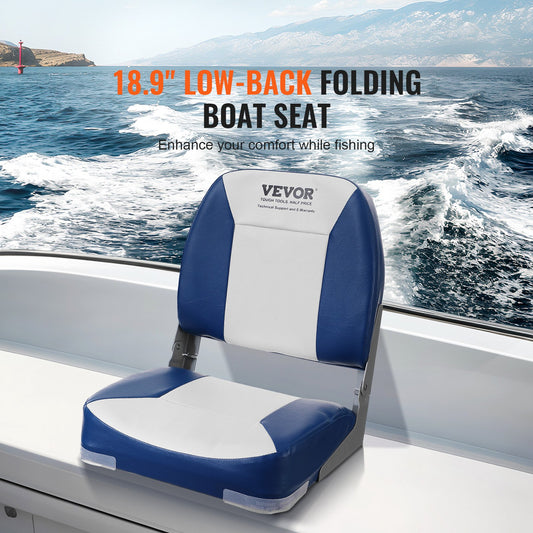 Boat Seat, 18.9" Low Back Boat Seat, Folding Boat Chair With Thickened Sponge Padding And Hinge, Fold-Down Boat Captain Chair For Fishing Boat, Sightseeing Boat, Speedboat, Canoe, 1-Piece — product image 2