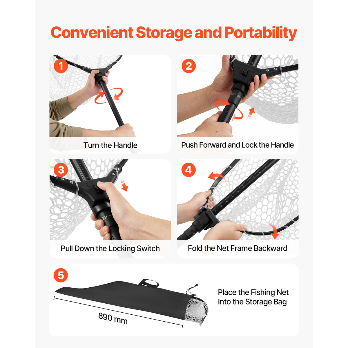 Fishing Net, Foldable Landing Nets With Telescopic Handle And Built In Length Scale, Lightweight And Stronger 6063 Aluminum Fish Gear, Soft Silicone Mesh, Holds Up To 30 Lbs, For Kayak Boat Bank — product image 6