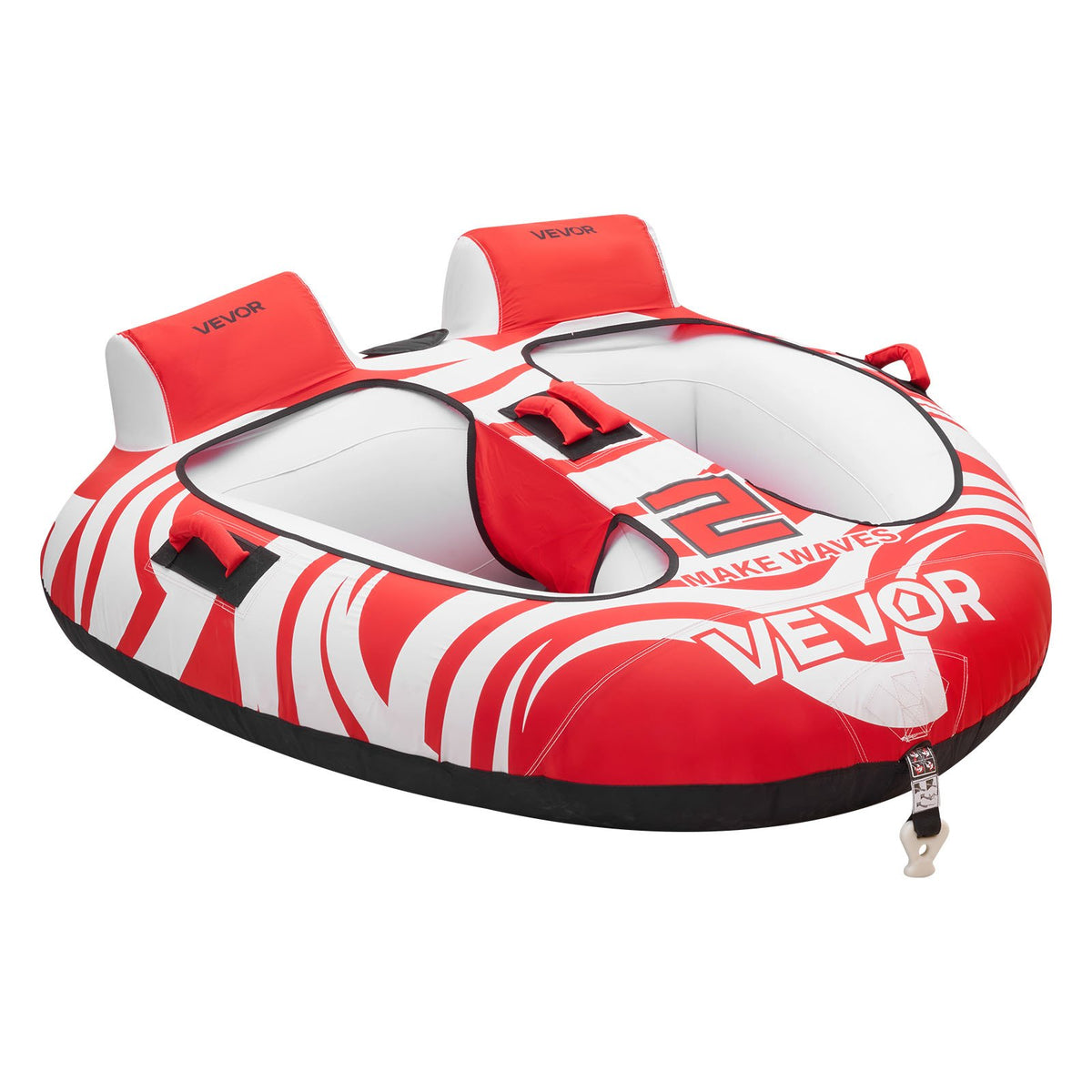 Towable Tubes For Boating, 2-Rider Inflatable Boat Tubes And Towables, 340 Lbs Capacity Water Sport Tubes For Boat To Pull - With 2 Cockpits, Full Nylon Cover, Padded Grab Handles & Safety Valve — product image 6