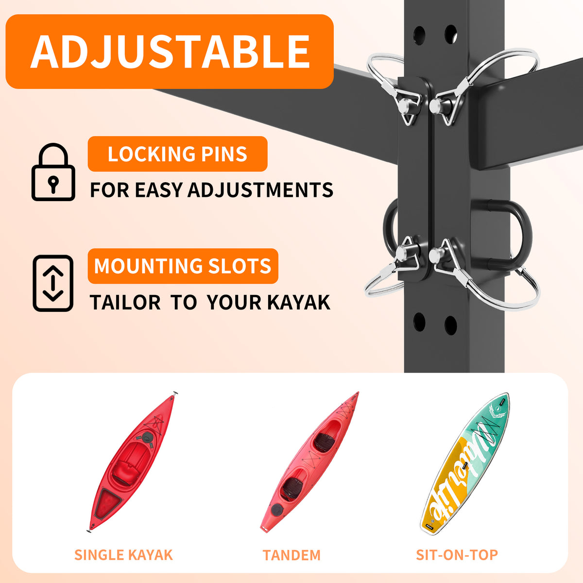 82 H Kayak Storage Rack, Heavy Duty Freestanding Kayak Storage Rack -Adjustable 8 Kayak Stand With Wheels For Garage, Indoor & Outdoor Use, 58 Dx45.9 Wx82.3 H — product image 11