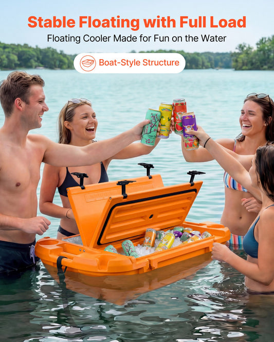 Floating Cooler, 40 QT Floating Ice Chest With Dry Storage & Tow Rope, Premium LLDPE Amphibious Drink Cooler For Water & Land, Cruise Smoothly Stable On Lake, River, Pool, Beach, Kayak, Orange — product image 2