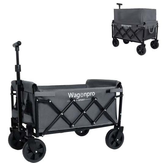 Expandable Dual- Layer Utility Wagon With Extra Space - 225lbs Grocery Cart For Camping Shopping Sports Gardening Fishing Gray — product image 2