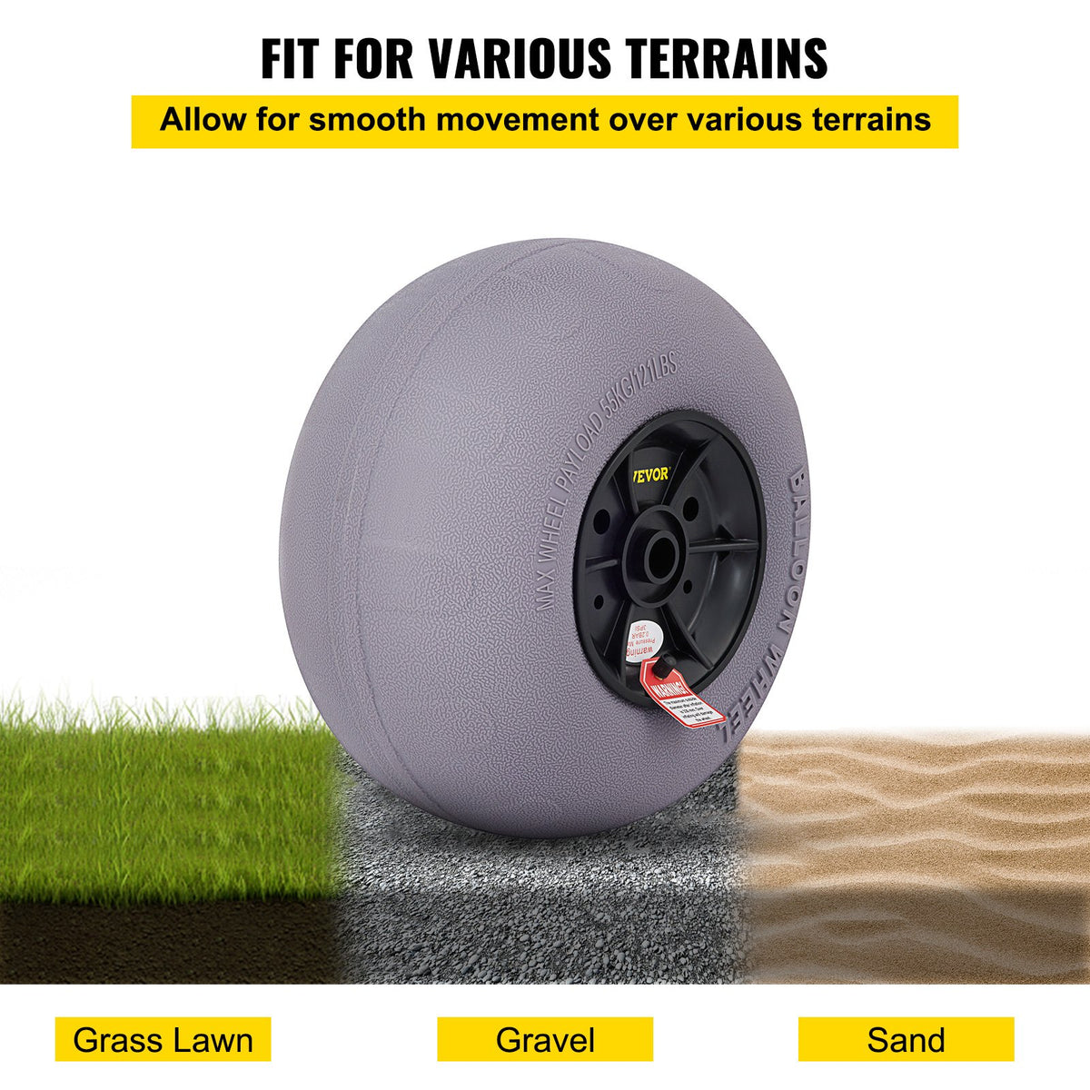 Beach Balloon Wheels, 13 Inch Replacement Sand Tires, TPU Cart Tires For Kayak Dolly, Canoe Cart And Buggy With Free Air Pump, 2-Pack — product image 5