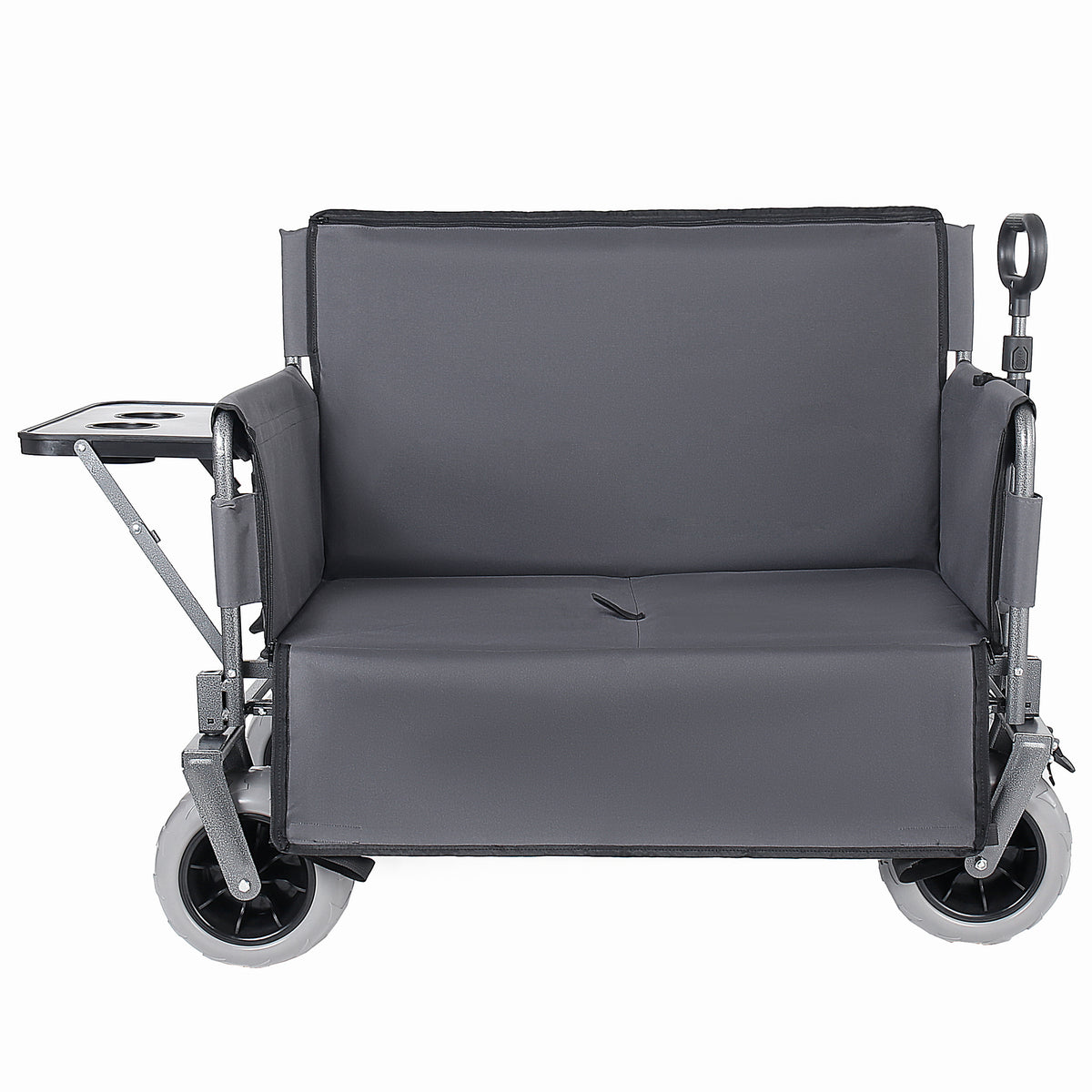 3- In- 1 Collapsible Wagon Converts To Bench Convertible Folding Wagon Cart With Rear- Mounted Folding Tabletop 500lbs Heavy- Duty 180L Capacity For Camping Beach Garden Fishing- Gray — product image 6