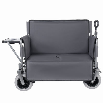 3- In- 1 Collapsible Wagon Converts To Bench Convertible Folding Wagon Cart With Rear- Mounted Folding Tabletop 500lbs Heavy- Duty 180L Capacity For Camping Beach Garden Fishing- Gray — product image 6
