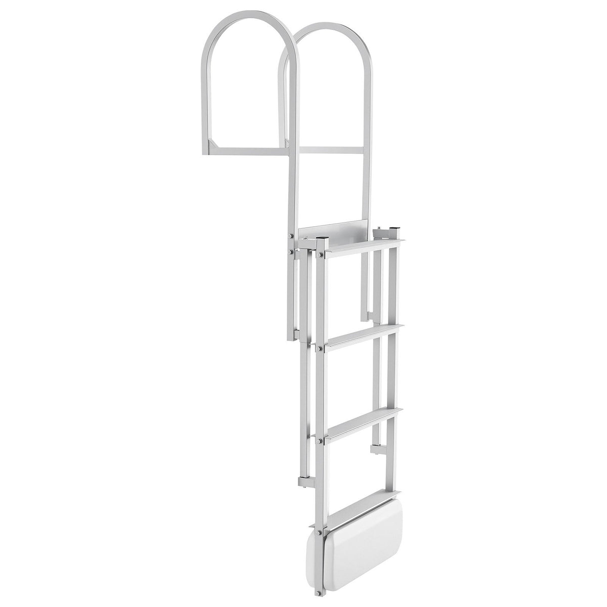 Retractable Dock Ladder, 4 Steps, Aluminum Alloy Pontoon Boat Swim Ladder With Auto-Lift Float, Non-Slip Wide Steps, 500 Lbs Weight Capacity, Adjustable Height, For Lake Pool Marine Boarding — product image 1