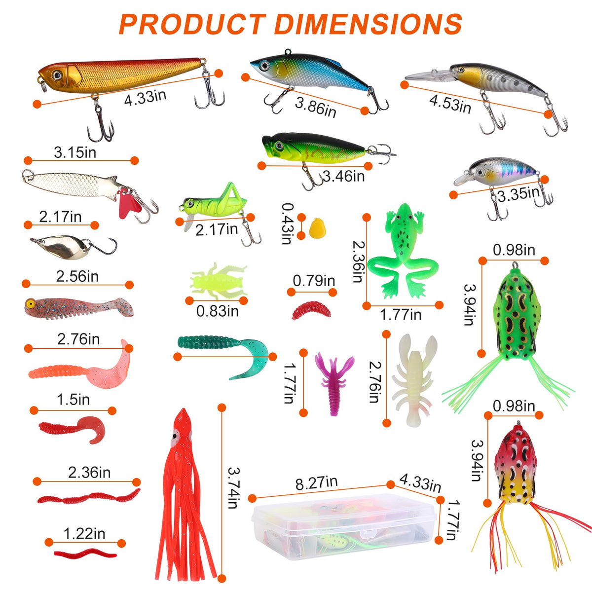 375Pcs Fishing Baits And Tackle Box Saltwater Freshwater Fishing Lures Kit Lifelike Popper Crankbaits Crickets Frogs Spoon Lures Maggots — product image 8