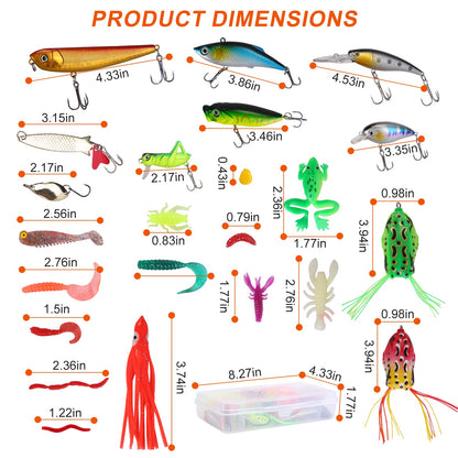 375Pcs Fishing Baits And Tackle Box Saltwater Freshwater Fishing Lures Kit Lifelike Popper Crankbaits Crickets Frogs Spoon Lures Maggots — product image 8
