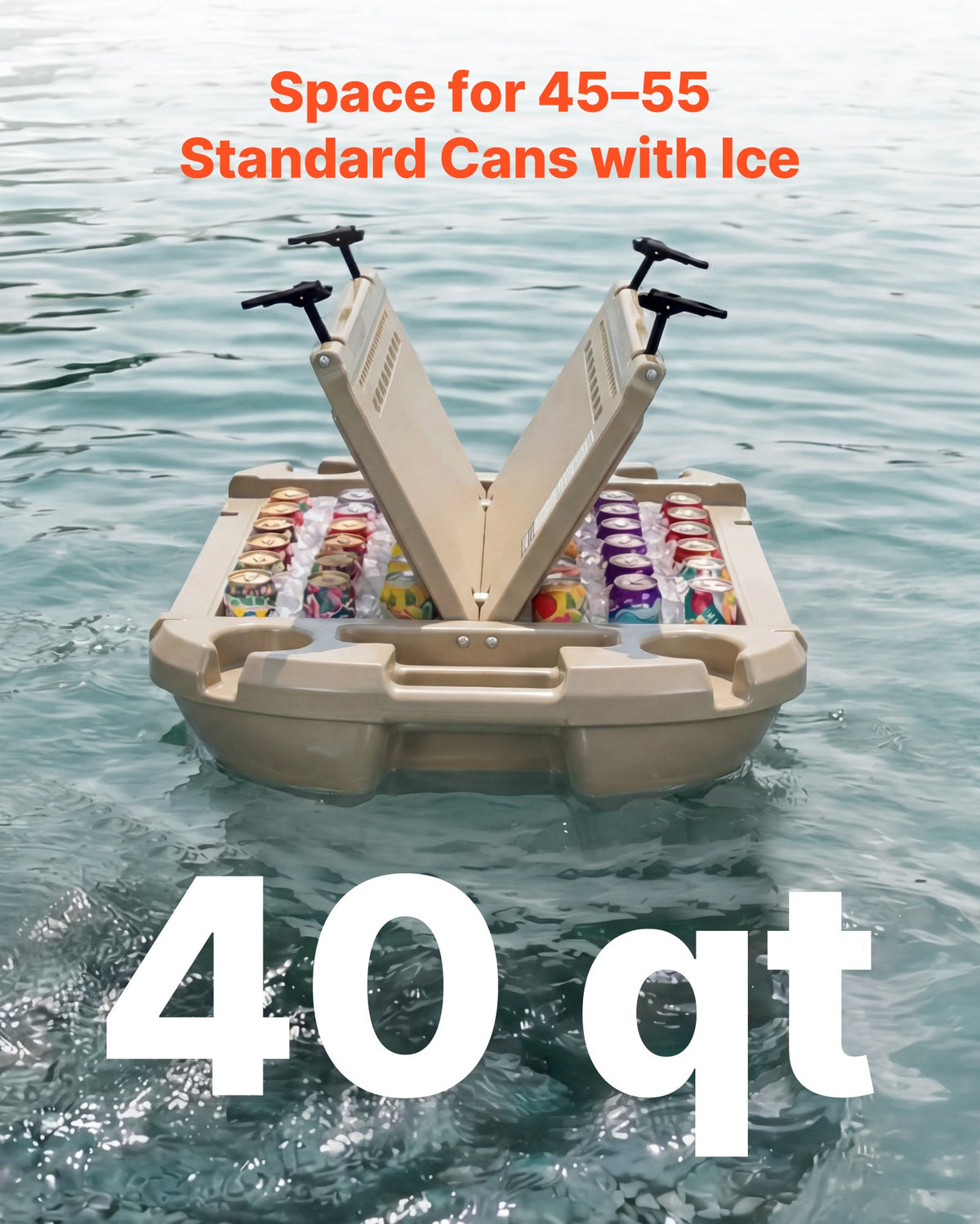Floating Cooler, 40 QT Floating Ice Chest With Dry Storage & Tow Rope, Premium LLDPE Amphibious Drink Cooler For Water & Land, Cruise Smoothly Stable On Lake, River, Pool, Beach, Kayak, Apricot — product image 4