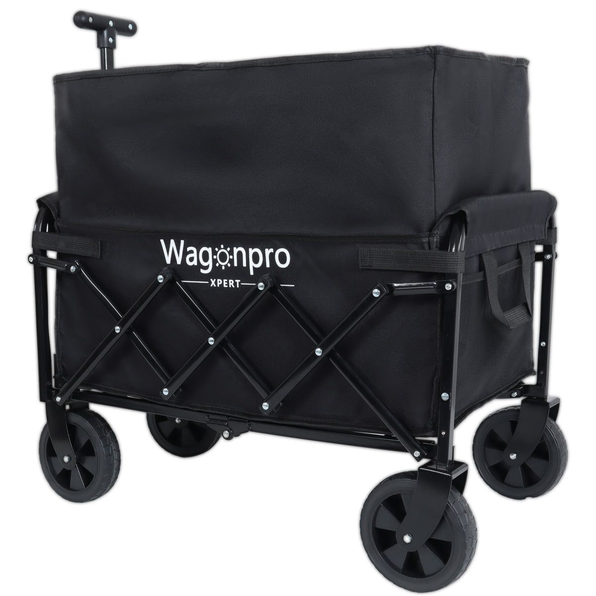 Expandable Dual- Layer Utility Wagon With Extra Space - 225lbs Grocery Cart For Camping Shopping Sports Gardening Fishing Black — product image 3