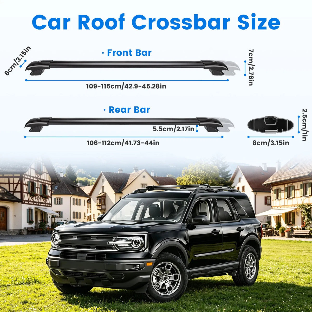 Roof Rack Cross Bars Fit for Ford Bronco Sport 2021-2026 On-Road Off-Road Aluminum Lockable Car Roof Crossbar Set for Factory Raised Side Rails 396LBS Capacity for Luggage Kayak Bike — product image 5