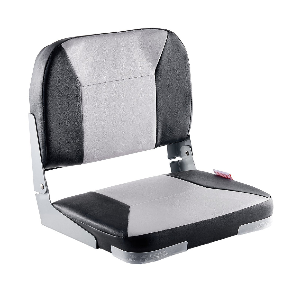 Boat Seat, Low Backrest, Folding Fishing Boat Seat With Thickened Sponge Cushion & Waterproof PVC Leather, Aluminum Alloy Hinges, Flip Up Boat Seat For Fishing Boats, Yachts, Ships, Black & Grey — product image 6
