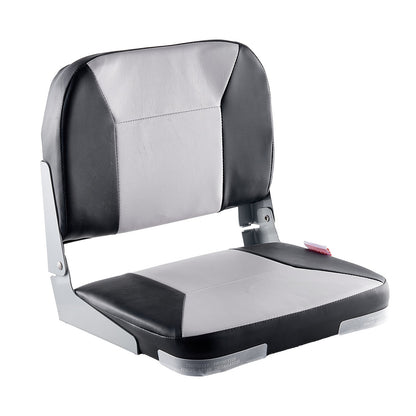 Boat Seat, Low Backrest, Folding Fishing Boat Seat With Thickened Sponge Cushion & Waterproof PVC Leather, Aluminum Alloy Hinges, Flip Up Boat Seat For Fishing Boats, Yachts, Ships, Black & Grey — product image 6