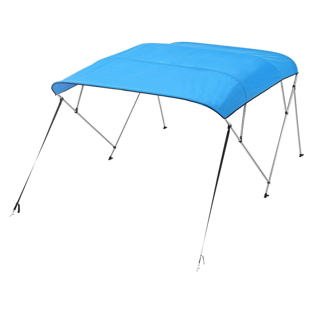 4 Bow Boat Bimini Tops, 600D Polyester Canopy With Aluminum Alloy Frame, Waterproof & Sun Shade Boat Awning Canopy With Storage Bag, 2 Support Poles, 4 Straps, 96"Lx(67"-72")Wx54"H, Pacific Blue — product image 6