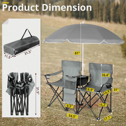59x19.6x31in, Grey, Fishing Chair, Iron Stand, Oxford Cloth 85kg With Parasol — product image 4