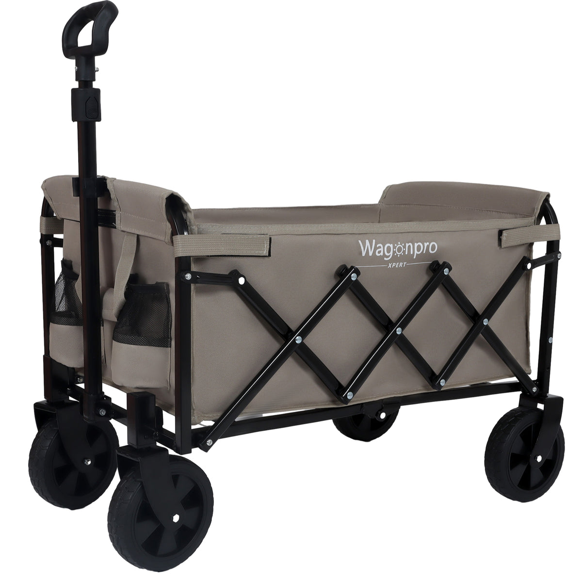 Expandable Dual- Layer Utility Wagon With 100 Extra Space - Grocery Cart For Camping Shopping Sports Gardening Fishing Supports 225lbs Beige — product image 4