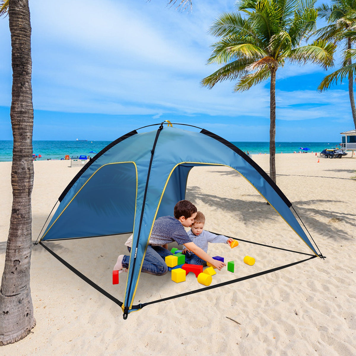 1Pc 4-6 Person Beach Tent Canopy With 3 Door Openings Carry Bag UPF50 Waterproof For Beach Picnic Camping Hiking Adventure Fishing — product image 13