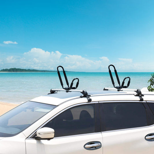 1 Pair Universal J-Bar Kayak Carrier 220LBS Load Heavy Duty Canoe Car Top Mount Carrier Roof Rack With 2Pcs Tie Down Straps — product image 2