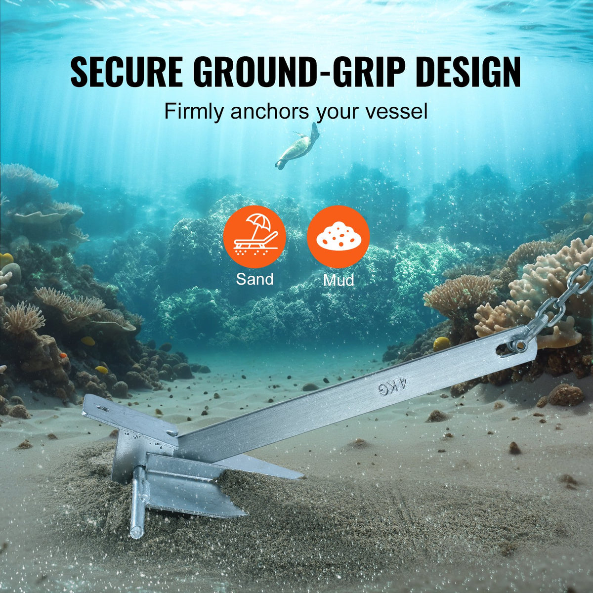 Fluke Style Anchor Kit, 8.5 LBS Hot-Dipped Galvanized Steel Fluke Anchor With 7.9 Chain, 75 Rope And Two 0.4 Shackles, Marine Boat Anchor For Small Vessels Under 18, Seas, Rivers And Shores — product image 14