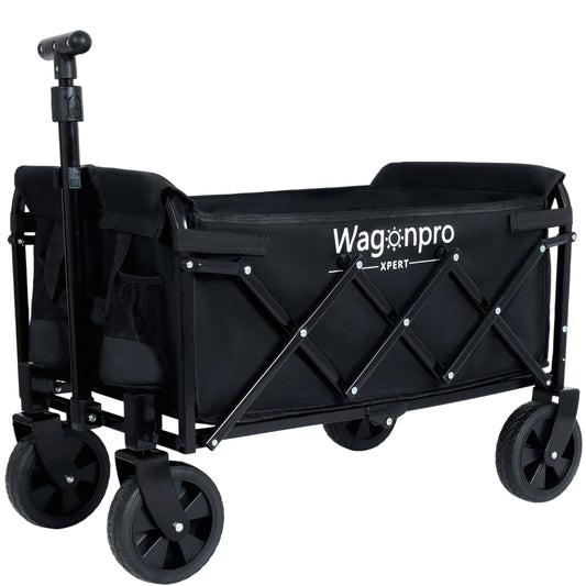 Expandable Dual- Layer Utility Wagon With Extra Space - 225lbs Grocery Cart For Camping Shopping Sports Gardening Fishing Black — product image 1