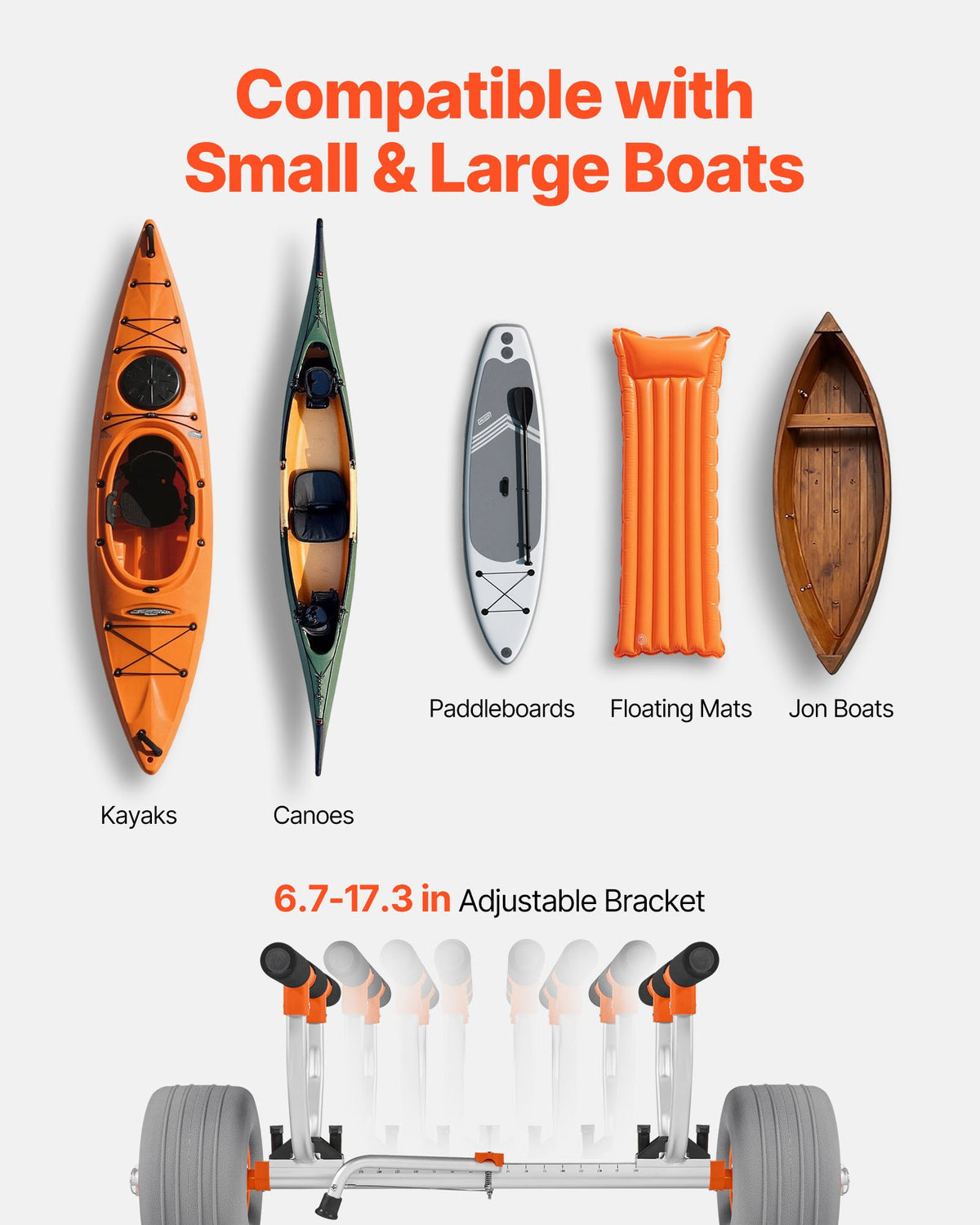 Kayak Cart, 350 Lbs Load Capacity, Kayak Trolley With 12-inch Inflatable PU Tires & 2 Straps, Assembles & Disassembles Within Seconds, Paddle Board Trolley For Carrying Kayaks And Canoes — product image 5