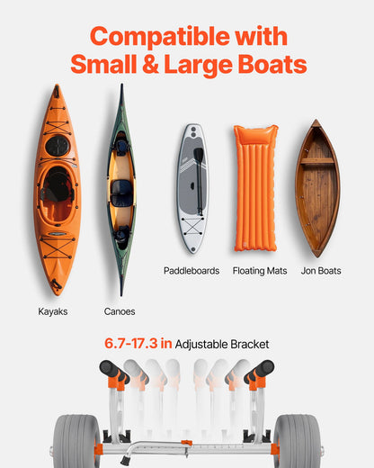 Kayak Cart, 350 Lbs Load Capacity, Kayak Trolley With 12-inch Inflatable PU Tires & 2 Straps, Assembles & Disassembles Within Seconds, Paddle Board Trolley For Carrying Kayaks And Canoes — product image 5