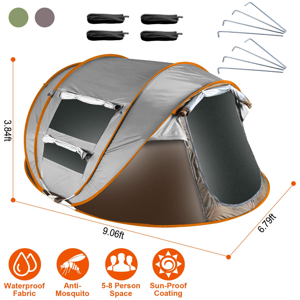 1Pc 5-8 Person Tent Automatic Setup Camping Tent Waterproof Instant Setup Tent With 4 Mosquito Net Windows Carrying Bag For Hiking Climbing Adventure Fishing — product image 2