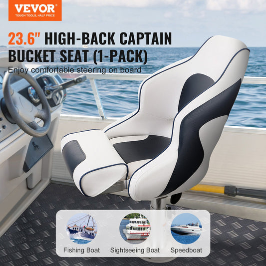 Captain Bucket Seat Boat Seat, Flip Up Boat Seat, With Thickened Sponge Padding, Flip-up Bolster Boat Captain Chair For Fishing Boat, Sightseeing Boat, Speedboat, Canoe, 1-Piece — product image 2