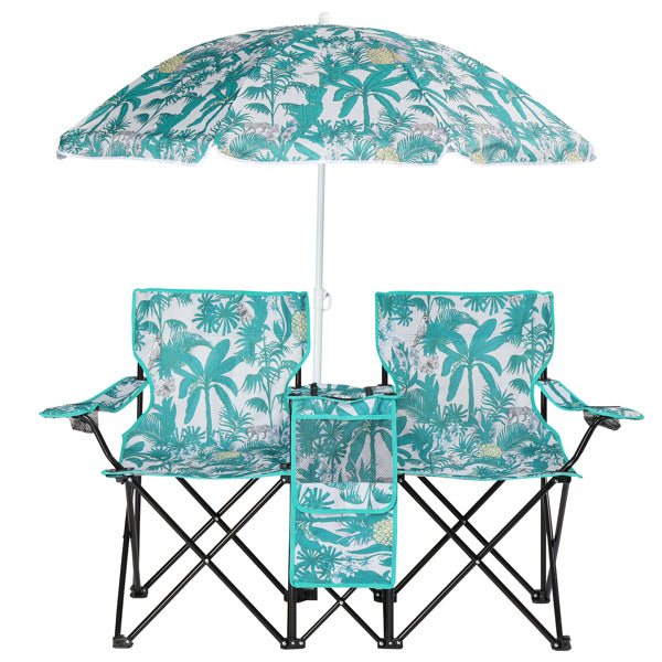 Pineapple Pattern Fishing Chair Iron Bracket Oxford Cloth 85kg With Sun Umbrella — product image 36