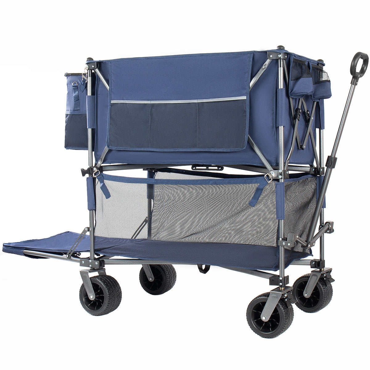 55 Heavy Duty Double- Layer Wagon With Brakes 560LBS Double Decker Wagon 650L Collapsible Wagons Carts With 7 X4 All- Terrain Wheels For Sports Camping Fishing Transport Dark Blue — product image 1
