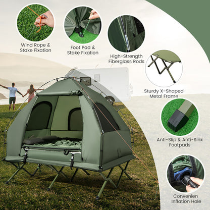 Foldable Outdoor Camping Tent Cot With Air Mattress And Sleeping Bag For Camping, Hiking, Fishing And Other Outdoor Activities — product image 10
