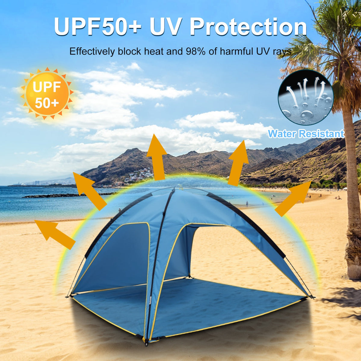 1Pc 4-6 Person Beach Tent Canopy With 3 Door Openings Carry Bag UPF50 Waterproof For Beach Picnic Camping Hiking Adventure Fishing — product image 11