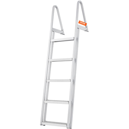 Dock Ladder, Removable 5 Steps, 350 Lbs Load Capacity, Aluminum Alloy Pontoon Boat Ladder With 4'' Wide Step & Nonslip Rubber Mat, Easy To Install For Ship/Lake/Pool/Marine Boarding — product image 1