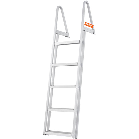 Dock Ladder, Removable 5 Steps, 350 Lbs Load Capacity, Aluminum Alloy Pontoon Boat Ladder With 4'' Wide Step & Nonslip Rubber Mat, Easy To Install For Ship/Lake/Pool/Marine Boarding — product image 1