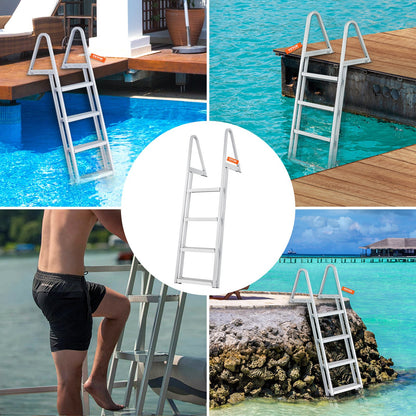 VEVOR Dock Ladder, Removable 4 Steps, 350 Lbs Load Capacity, Aluminum Alloy Pontoon Boat Ladder With Wide Step & Nonslip Rubber Mat, Easy To Install For Ship Lake Pool Marine Boarding — product image 13