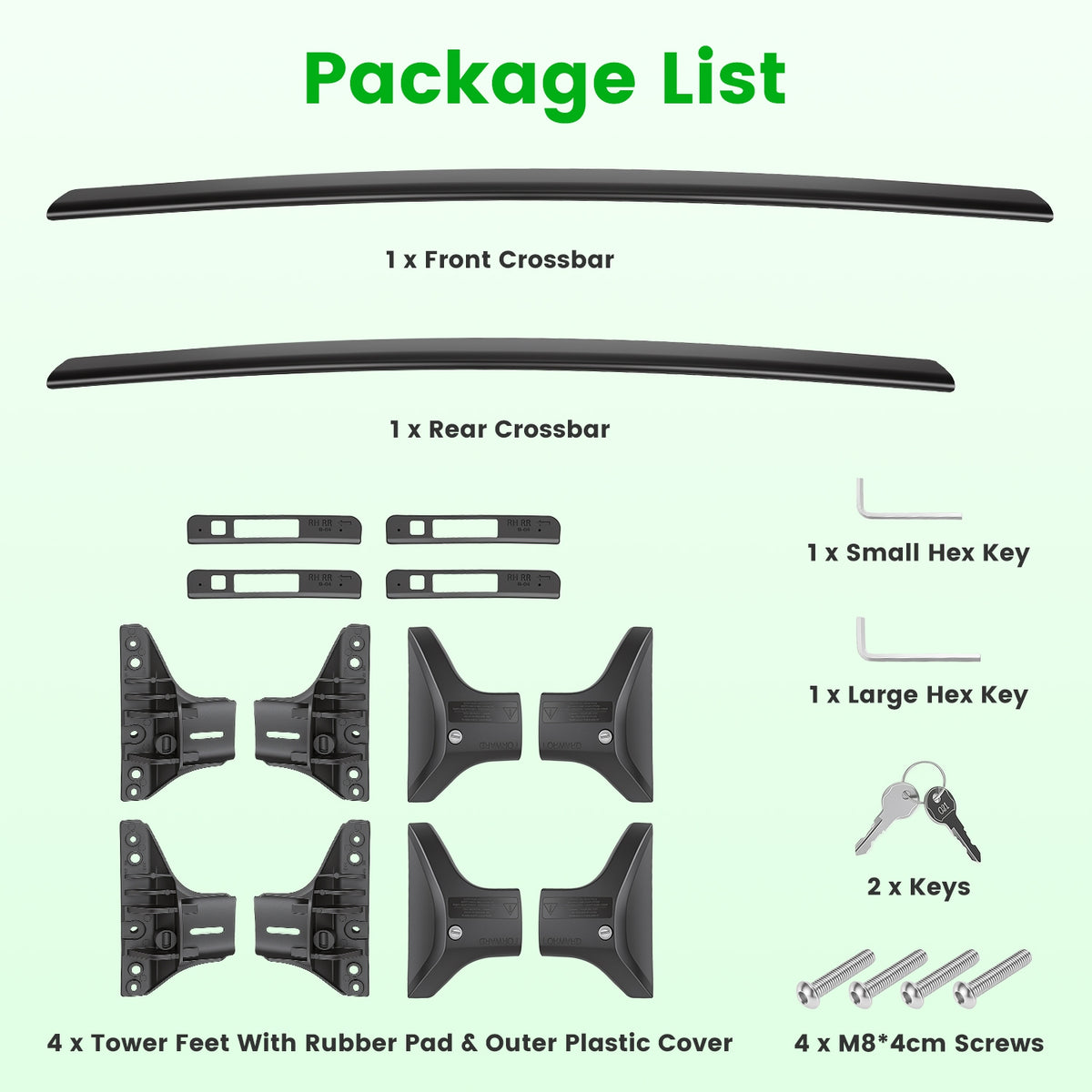 Roof Rack Cross Bars For Fit RAV4 2019-2025 Aluminum Roof Rails Cargo Crossbars For Flush Side Rails Heavy Duty Rooftop Carrier Anti-Theft Lock For Kayak Bike Luggage 260lbs Capacity — product image 8