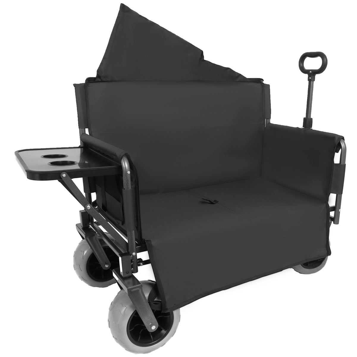 3- In- 1 Collapsible Wagon Converts To Bench Convertible Folding Wagon Cart With Rear- Mounted Folding Tabletop 500lbs Heavy- Duty 180L Capacity For Camping Beach Garden Fishing- Black — product image 6