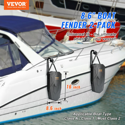 Boat Fenders, 8.6" X 16" Boat Bumpers For Docking, Marine EVA Boat Dock Fender Bumper With Ropes, Cord Locks And Storage Bag, No Inflation Required, For Class A/Class 1/Part Class 2, Black — product image 2
