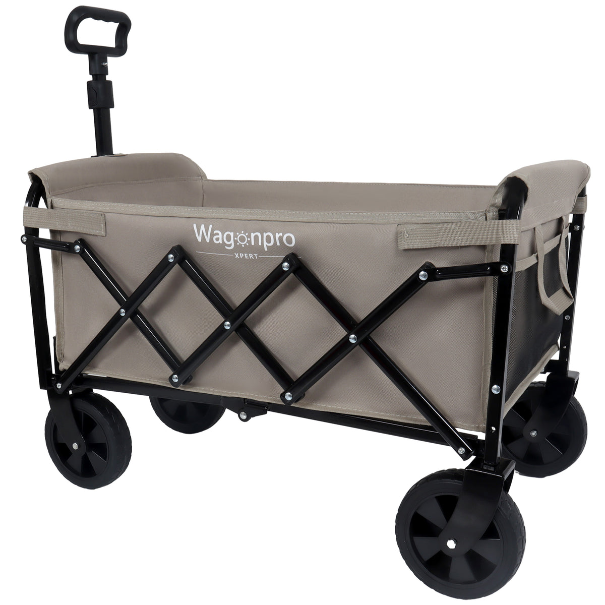 Expandable Dual- Layer Utility Wagon With 100 Extra Space - Grocery Cart For Camping Shopping Sports Gardening Fishing Supports 225lbs Beige — product image 6