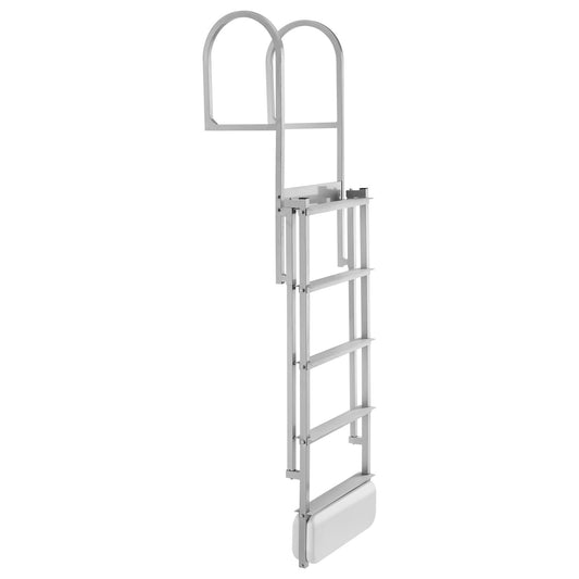 Retractable Dock Ladder, 5 Steps, Aluminum Alloy Pontoon Boat Swim Ladder With Auto-Lift Float, Non-Slip Wide Steps, 500 Lbs Weight Capacity, Adjustable Height, For Lake Pool Marine Boarding — product image 1