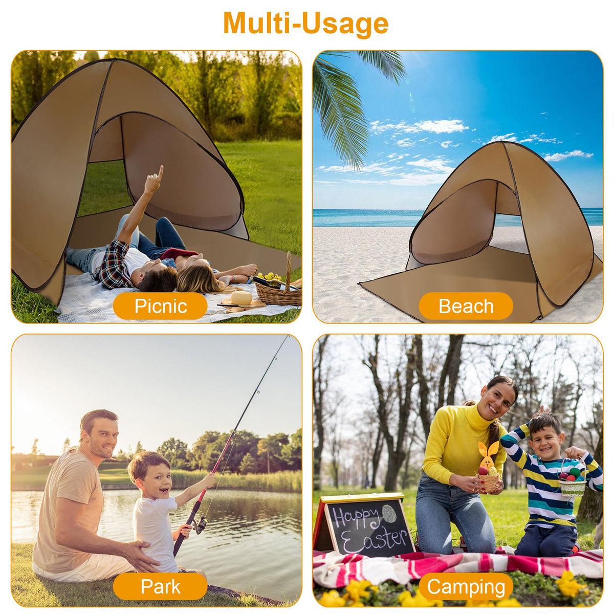 1Pc 2-3Person Beach Tent With Net Window Storage Bag 64.96 X 59.06 X 43.31in Anti-UV Automatic Waterproof For Outdoor Beach Camping Fishing Park Lake — product image 8
