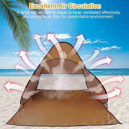 1Pc 2-3Person Beach Tent With Net Window Storage Bag 64.96 X 59.06 X 43.31in Anti-UV Automatic Waterproof For Outdoor Beach Camping Fishing Park Lake — product image 9