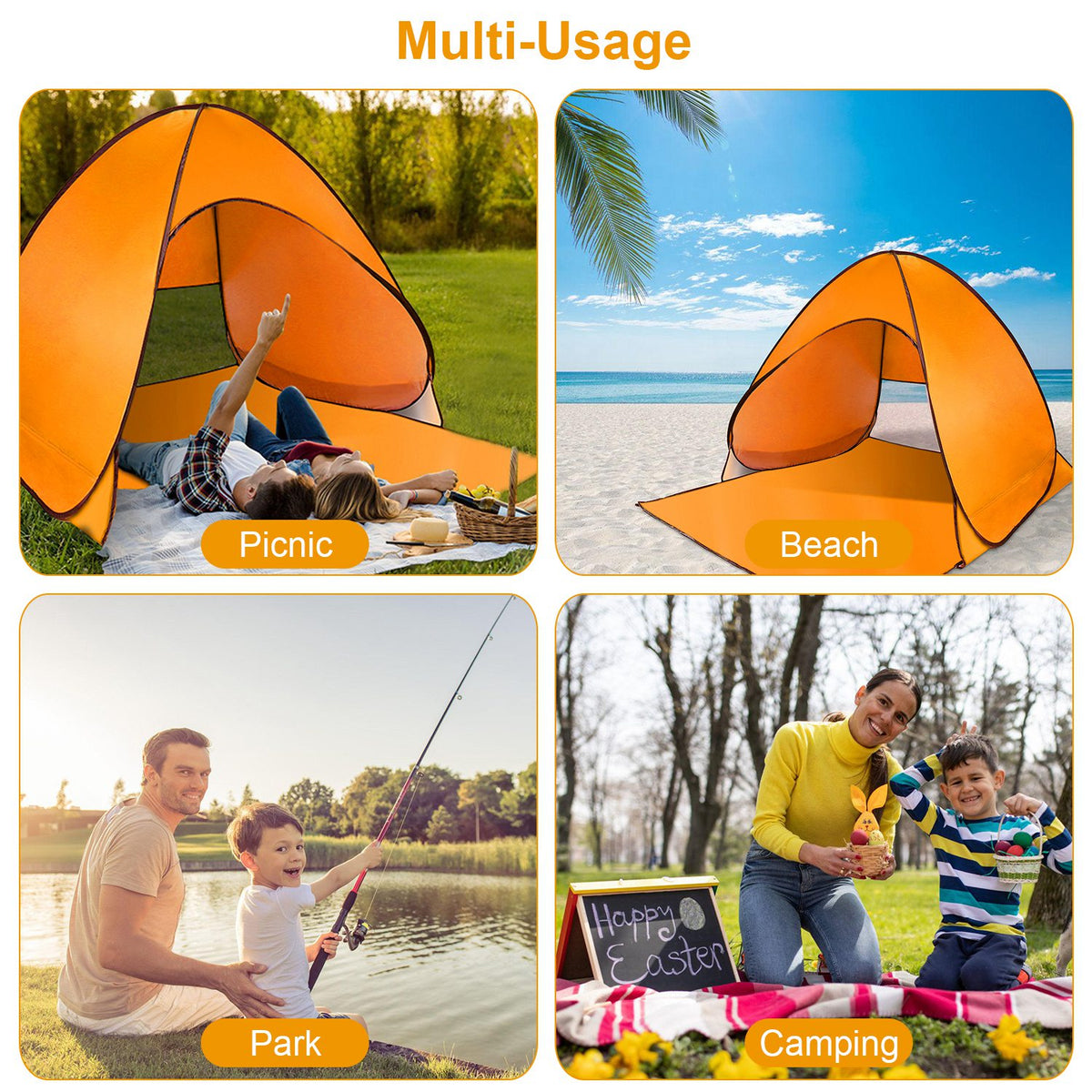 1Pc 2-3Person Beach Tent With Net Window Storage Bag 64.96 X 59.06 X 43.31in Anti-UV Automatic Waterproof For Outdoor Beach Camping Fishing Park Lake — product image 10