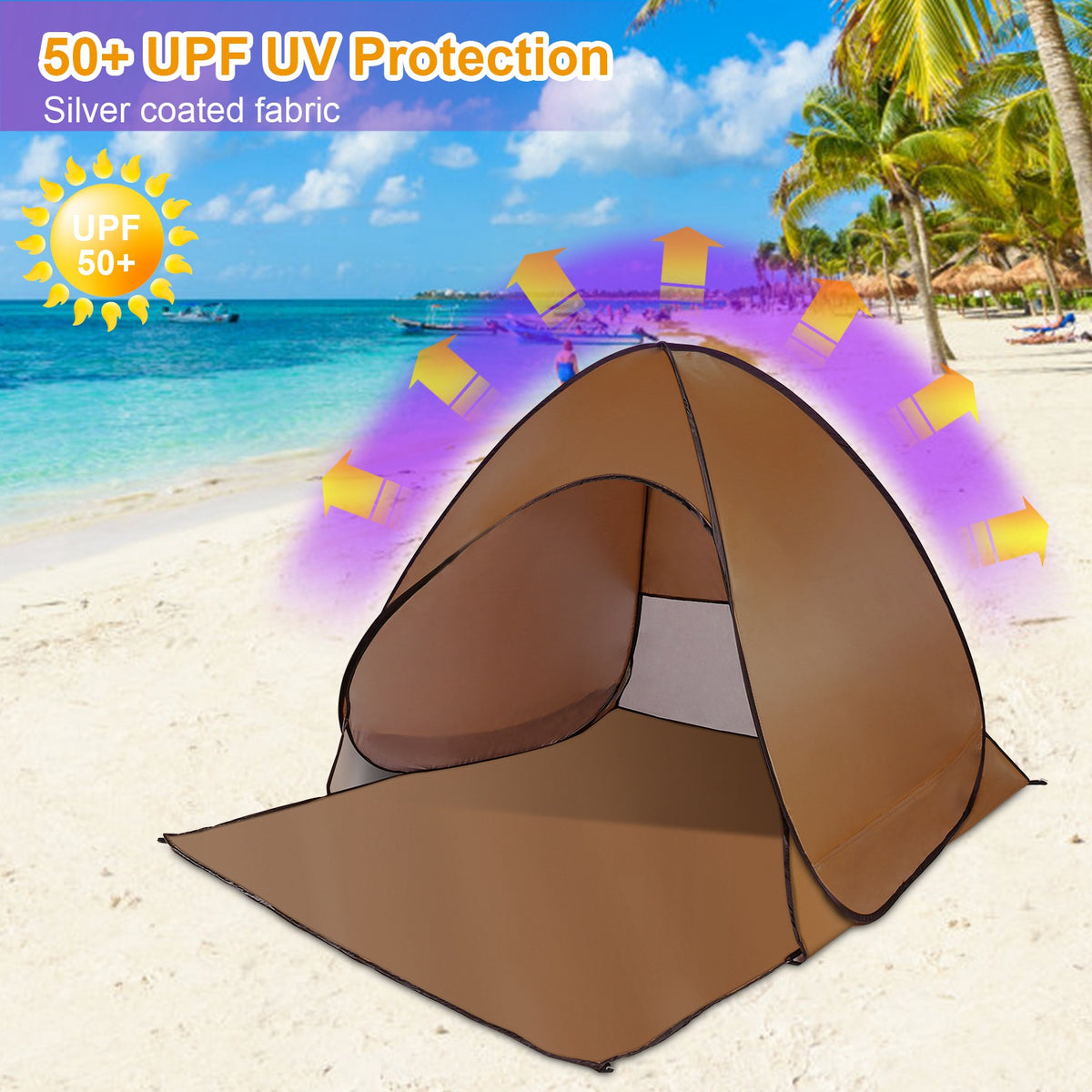 1Pc 2-3Person Beach Tent With Net Window Storage Bag 64.96 X 59.06 X 43.31in Anti-UV Automatic Waterproof For Outdoor Beach Camping Fishing Park Lake — product image 13