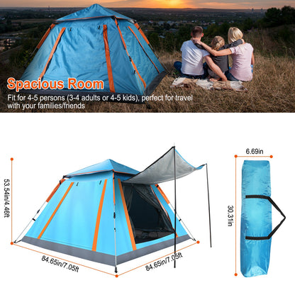 1Pc 4-5 Person Camping Tent With 2 Mosquito Nets Windows Carry Bag Waterproof 7.05x7.05x4.46ft For Hiking Climbing Adventure Fishing Fedex Shipping — product image 3