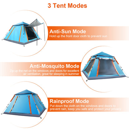 1Pc 4-5 Person Camping Tent With 2 Mosquito Nets Windows Carry Bag Waterproof 7.05x7.05x4.46ft For Hiking Climbing Adventure Fishing Fedex Shipping — product image 4