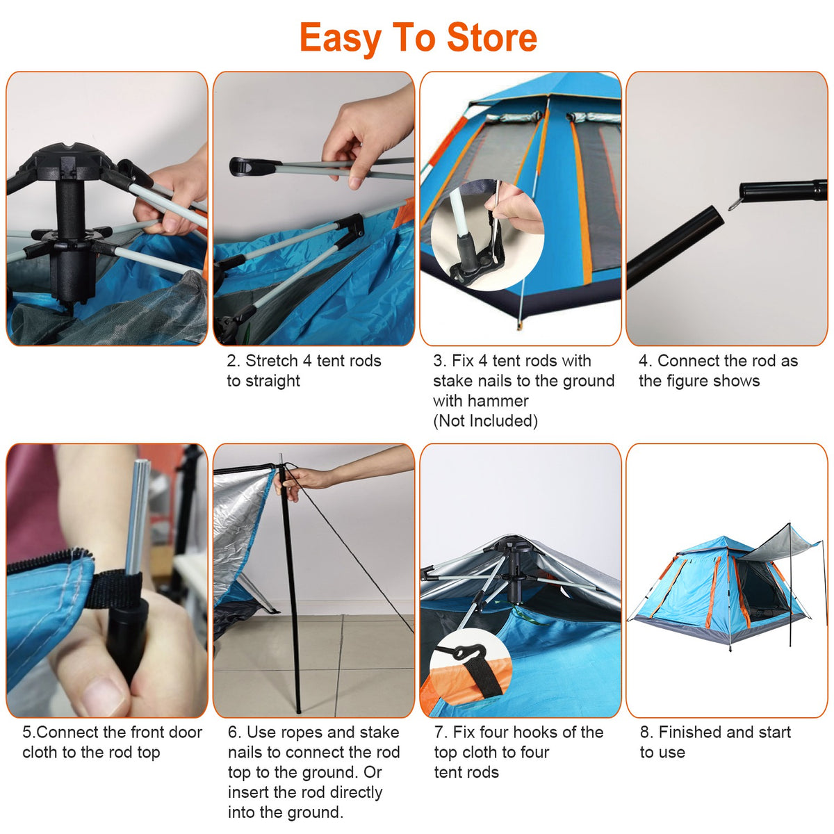 1Pc 4-5 Person Camping Tent With 2 Mosquito Nets Windows Carry Bag Waterproof 7.05x7.05x4.46ft For Hiking Climbing Adventure Fishing Fedex Shipping — product image 7